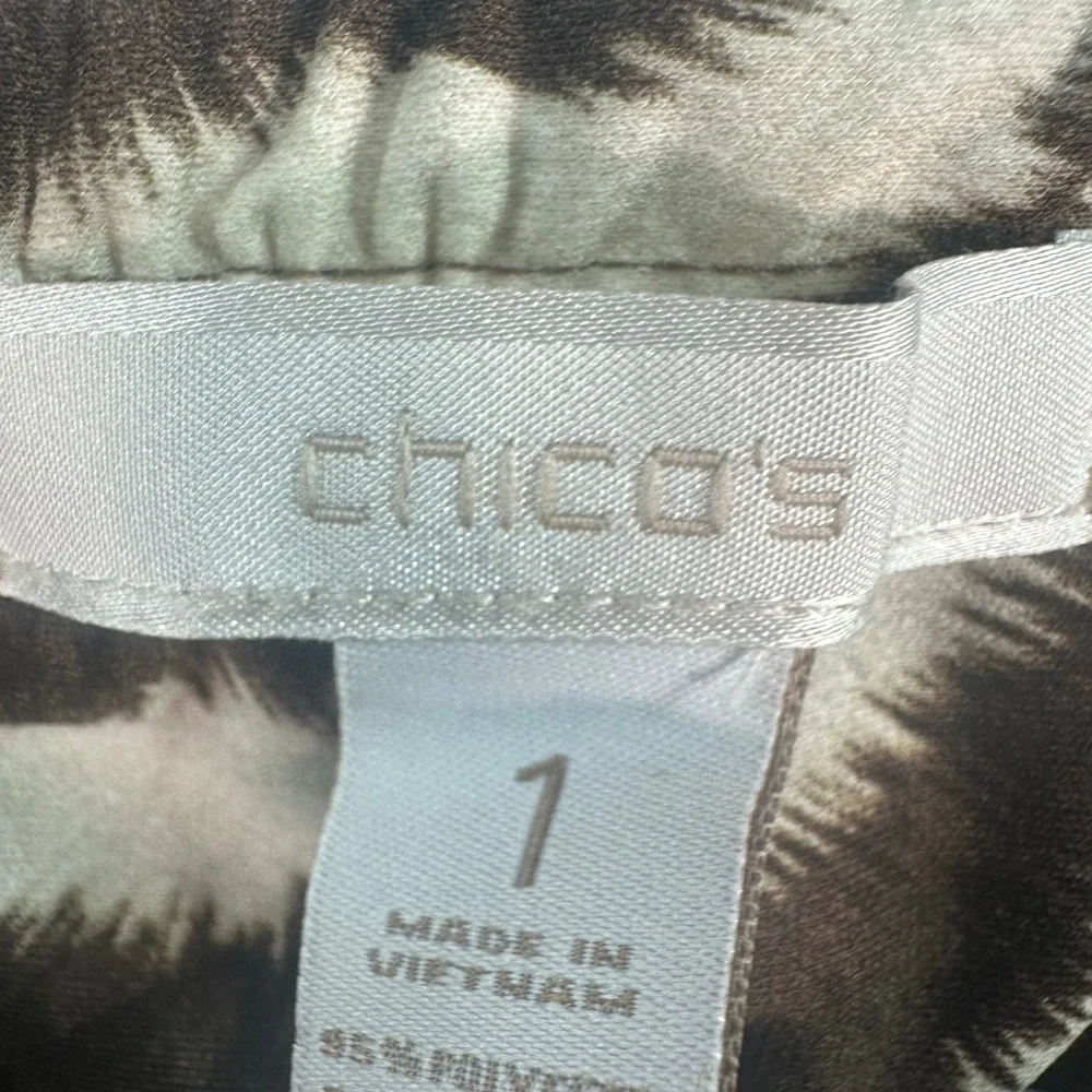 Chico's Skirt Women Medium Brown Zebra Print Faux Wrap Knee Length Stretch